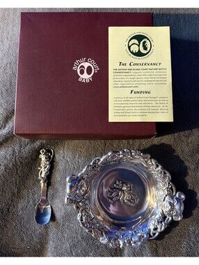 Arthur Court Baby Bear Spoon & Bowl Aluminum & Stainless 1997 VTG